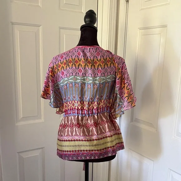 Echo Multicolor Bohemian Silk Blouse - Picture 7 of 15